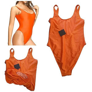 Retro 90s XXL Neon Orange One Piece Baywatch Swimsuit New